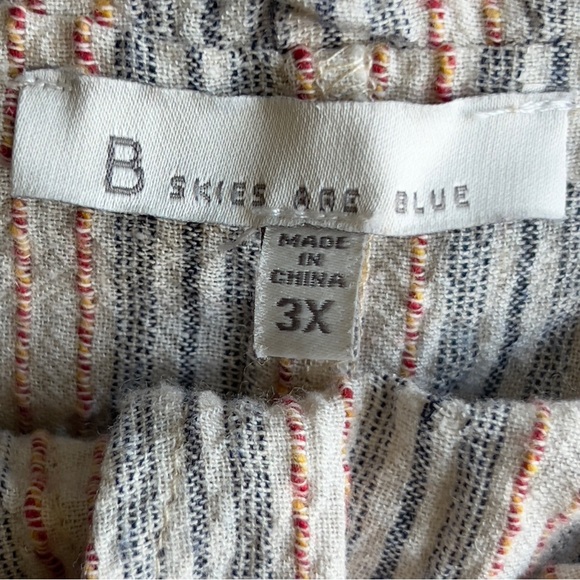 Skies Are Blue linen blend Button-Front striped Jumpsuit w pockets Sz 3X - Picture 3 of 6